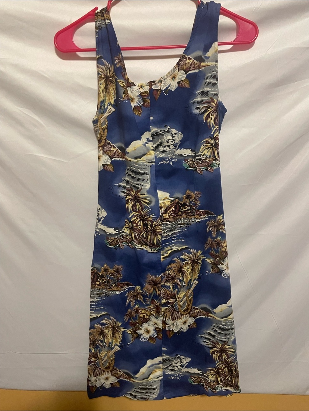 Hilo Hattie Blue Tropical Palm Print Dress - Picture 3 of 5